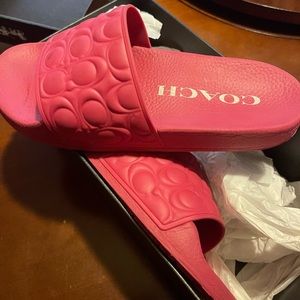 purple / pink coach slides